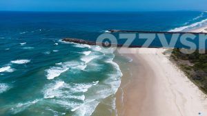 Aerial shot of Ballina's North and South walls together with Lighthouse Beach in East Ballina.