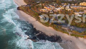 Bird's eye view of Shelly Beach in East Ballina with this stunning aerial shot during sunrise.