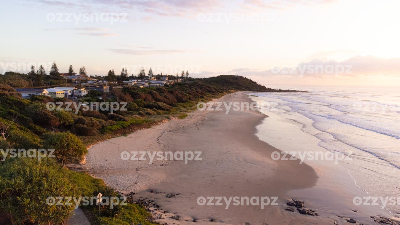 ozzysnapz_221311_low Downloadable stock image of Shelly Beach in East Ballina during sunrise with the Black Head lookout in the background.