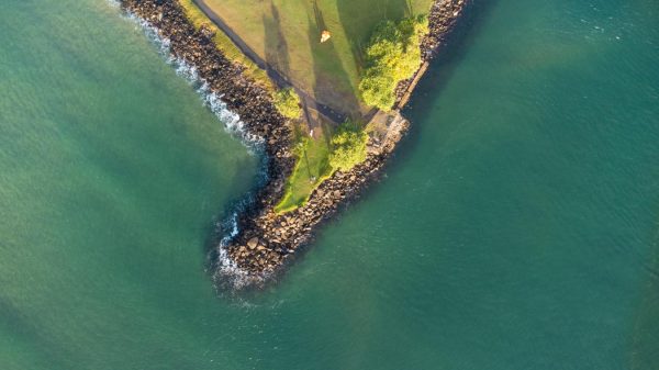 Straight-down shot of Missingham Park during sunrise