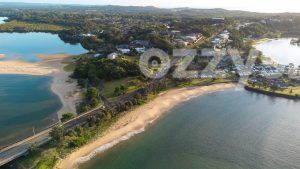 Stunning aerial shot of Gawandii Beach, along with North Creek, Missingham Bridge, Shaws Bay, and East Ballina.
