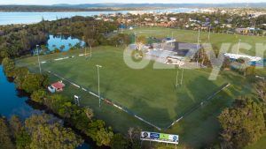 Stock image of the sports courts in Ballina with a breathtaking view of the Richmond River.