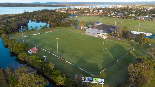 Stock image of the sports courts in Ballina with a breathtaking view of the Richmond River.
