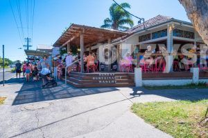 Download this vibrant stock image of the Sunday Sustainable Bakery in Byron Bay's town centre. Perfect for food and travel websites or social media posts.