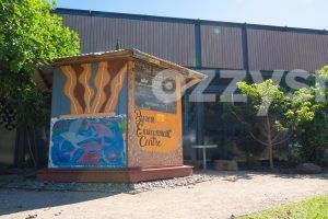 Get your digital download of this stock image featuring the Byron Environmental Centre surrounded by lush greenery.