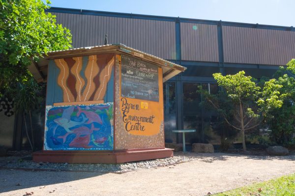 Get your digital download of this stock image featuring the Byron Environmental Centre surrounded by lush greenery.